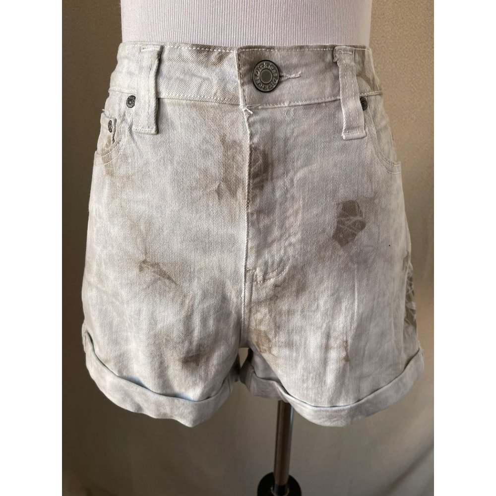 Dickies High-Rise Comfort Stretch Tan Acid Wash Jean Shorts